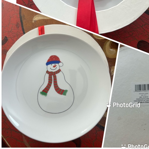 Snowman salad/dessert plates -set of 4 - Picture 2 of 2
